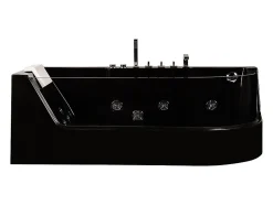 Baignoire balnéo vitrée ARIA noire - 1 place - 263L - 170x80x57cm - angle gauche