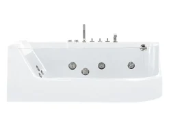 Baignoire balnéo vitrée ARIA blanche - 1 place - 263L - 170x80x57cm - angle gauche