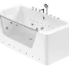 Baignoire balnéo vitrée semi-îlot à leds DYONA - 1 place - 260L - 170x85x58cm - Blanche