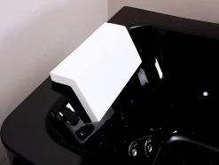 Baignoire balnéo vitrée semi-îlot à leds DYONA - 1 place - 260L - 170x85x58cm - Noir brillant
