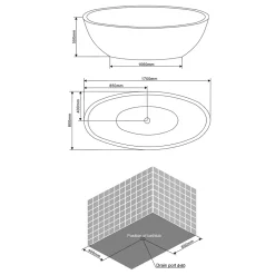 Baignoire Centrale Ovale En Acrylique Blanc Alexandra