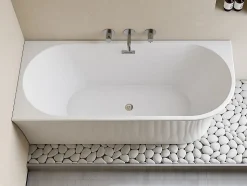 Baignoire d'angle - 201 L - 150 x 75 x 59 cm - Blanche - Acrylique - Angle gauche - PONTICOLA