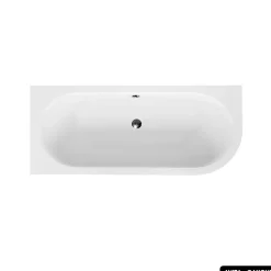 Baignoire d'angle - avec tablier noir Mat et repose tête offert - AVITA - 170 x 75 cm - Gauche