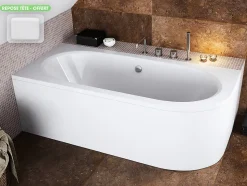 Baignoire d'angle - avec tablier blanc et repose tête offert - AVITA - 180 x 75 cm - Gauche