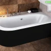 Baignoire d'angle - avec tablier noir Mat et repose tête offert - AVITA - 180 x 80 cm - Droite
