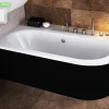 Baignoire d'angle - avec tablier noir Mat et repose tête offert - AVITA - 180 x 80 cm - Gauche