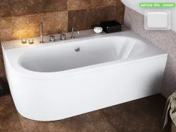 Baignoire d'angle - avec tablier blanc et repose tête offert - AVITA - 170 x 75 cm - Droite