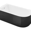 Baignoire d'angle - 201L - 150 x 75 x 58 cm - Noir brillant - Angle gauche - ANIKA