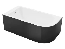 Baignoire d'angle - 201L - 150 x 75 x 58 cm - Noir brillant - Angle gauche - ANIKA