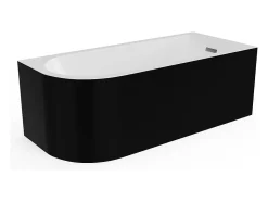 Baignoire d'angle - 240L - 170 x 75 x 58 cm - Noir brillant - Angle droit - ANIKA