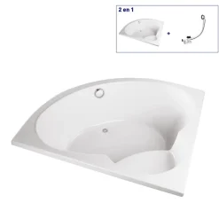 Baignoire d'angle 150 x 150 cm Maylis sans tablier Valentin