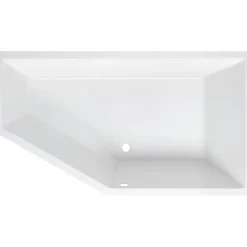 Baignoire d'angle asymétrique 160x90 biais à gauche acrylique haute densité SANINDUSA Delta blanche livrée avec pieds réglables