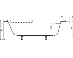 Baignoire d'angle CORNEA 140x80 cm gauche avec tablier