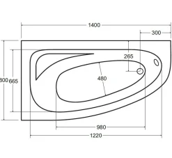 Baignoire d'angle CORNEA 140x80 cm gauche avec tablier