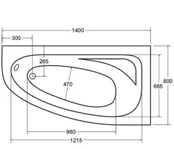 Baignoire d'angle CORNEA 140x80 cm droite avec tablier