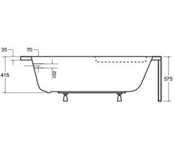 Baignoire d'angle CORNEA 140x80 cm droite avec tablier