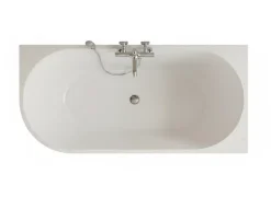 Baignoire d'angle droite - 160 x 75 cm - Blanc brillant rainure avec bonde chrome - PERLE