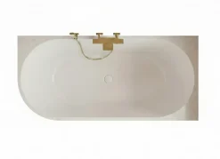 Baignoire d'angle droite - 160 x 75 cm - Blanc brillant rainure avec bonde blanche - PERLE