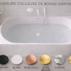 Baignoire d'angle gauche avec bonde blanche - 170 x 75 cm - Blanc brillant rainuré - PERLE