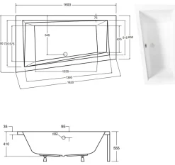 Baignoire d'angle GAUCHE INTIMA AVEC TABLIER - 160cm