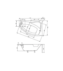 Baignoire d'angle gauche RIMA avec tablier - 170cm