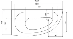 Baignoire d'angle MARINA angle GAUCHE avec tablier
