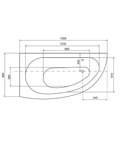 Baignoire d'angle MARINA angle GAUCHE avec tablier