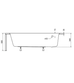 Baignoire d'angle ORIEGA 150 cm gauche avec tablier