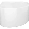 Baignoire d'angle ovale en acrylique - Blanc brillant - 176L - 100 x 100 x 58 cm - MARTA