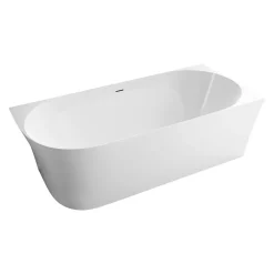 Baignoire d'angle semi-ilot Acrylique 150x78x60cm Blanc brillant + Bonde et trop plein - installation à droite - NOVA SLIM LINE