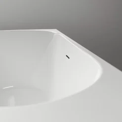 Baignoire d'angle semi-îlot Acrylique Ovale Salle de Bain avec Bonde + trop plein, Blanc, 170x75x60cm, Garantie 5 ans, LENA CORNER