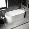 Baignoire d'angle semi-îlot Acrylique Ovale Salle de Bain avec Bonde + trop plein, Blanc, 170x78x58cm, Garantie 5 ans, ONDA CORNER