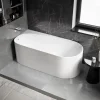 Baignoire d'angle semi-îlot Acrylique Ovale Salle de Bain avec Bonde + trop plein, Blanc, 170x78x58cm, Garantie 5 ans, ONDA CORNER