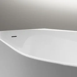 Baignoire d'angle semi-îlot Acrylique Ovale Salle de Bain avec Bonde + trop plein, Blanc, 170x78x58cm, Garantie 5 ans, ONDA CORNER