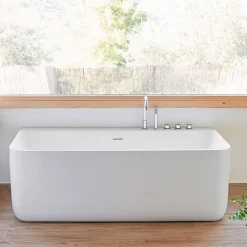 Baignoire design semi-îlot rectangulaire TRENTO MURO blanche 175 cm Sans option