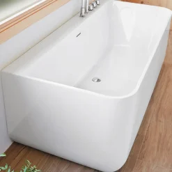 Baignoire design semi-îlot rectangulaire TRENTO MURO blanche 175 cm Sans option