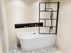 Baignoire douche blanche avec pare baignoire pivotant - 201 L - Angle droit - PONTICOLA