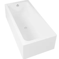 Baignoire droite 180 X 80 DURAVIT D-Code bonde au centre + Pare bain AURYS Raywall noir mat version gauche
