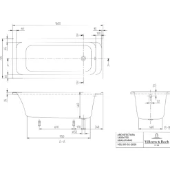 Baignoire droite 160 X 70 VILLEROY ET BOCH Architectura acrylique avec pieds