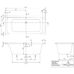 Baignoire droite 170 X 80 VILLEROY ET BOCH Architectura acrylique