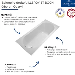 Baignoire droite 170 X 70 VILLEROY ET BOCH Oberon Quaryl