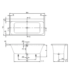 Baignoire droite 150 x70 VILLEROY & BOCH Architectura
