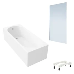Baignoire droite avec pieds 170 x 70 cm VILLEROY & BOCH O.Novo Blanc + Pare Bain gauche AURYS Mist 1 chromé