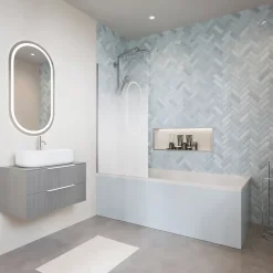 Baignoire droite DURAVIT D-Code 170 x75 cm + Pare Bain gauche AURYS Mist 1 chromé version gauche