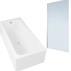 Baignoire droite DURAVIT D-Code 170 x75 cm + Pare bain droit AURYS Mist 1 chromé version droite