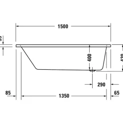 Baignoire droite DURAVIT No.1 180 x 85 cm + Pare bain droit AURYS Mist 1 chromé
