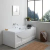 Baignoire Droite En Acrylique Blanc Diletta Avec Appui-Tête Et Poignée Chromée