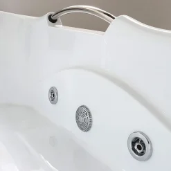 Baignoire Droite En Acrylique Blanc Diletta Avec Appui-Tête Et Poignée Chromée