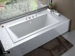Baignoire Droite sans Tablier - 170 x 75 cm - QUADRO SANS TABLIER - REPOSE-TÊTE OFFERT