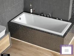 Baignoire Droite sans Tablier - 140 x 70 cm - MODERN SANS TABLIER - REPOSE-TÊTE OFFERT
